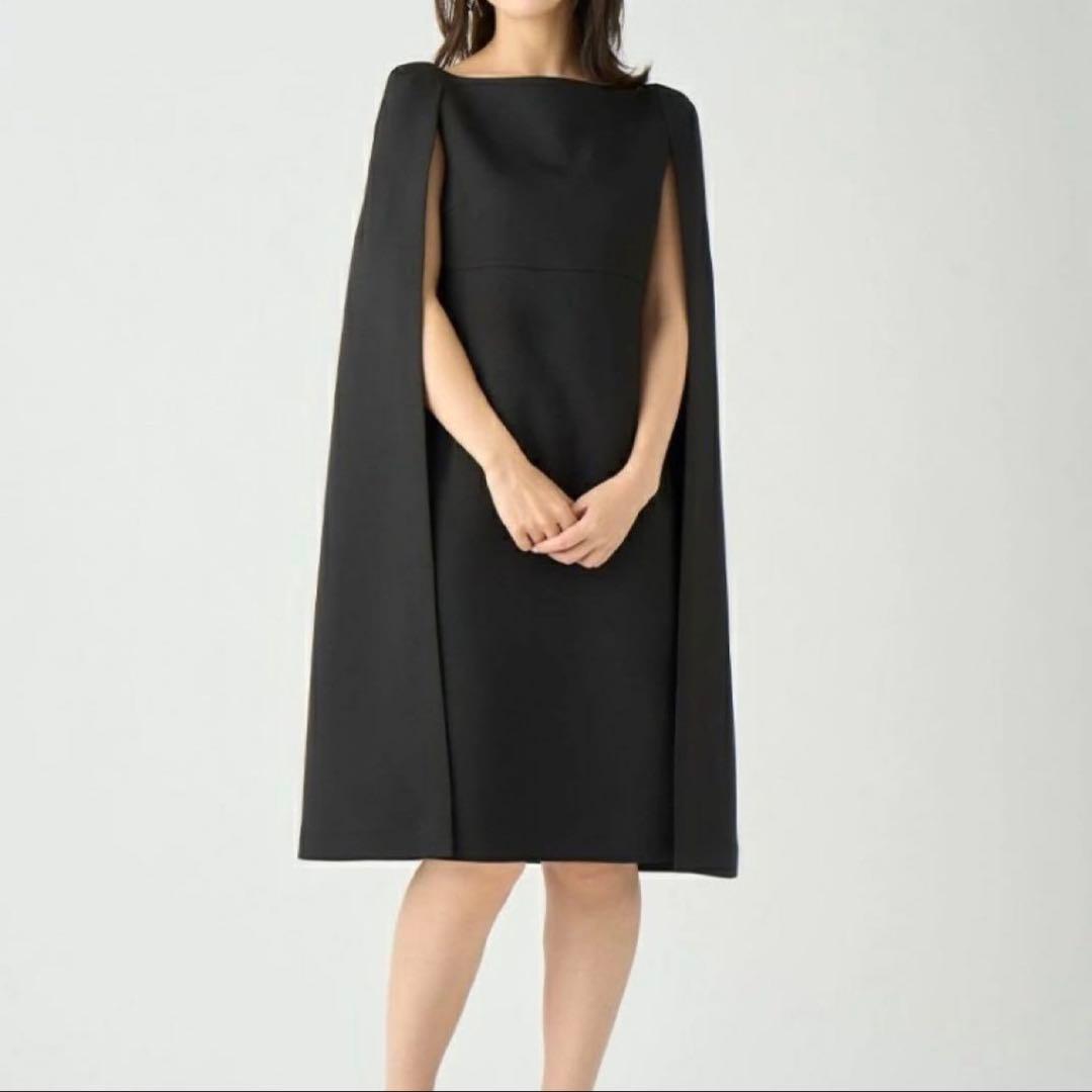 【美品】CELFORD セルフォード トリプルクロスケープドレス ブラック 36