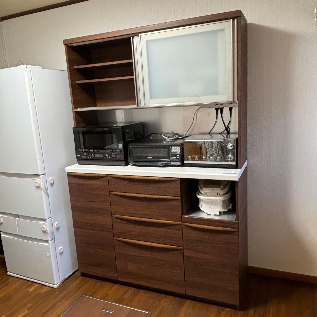 パモウナ キッチンボード/食器棚 ウォールナット　木目