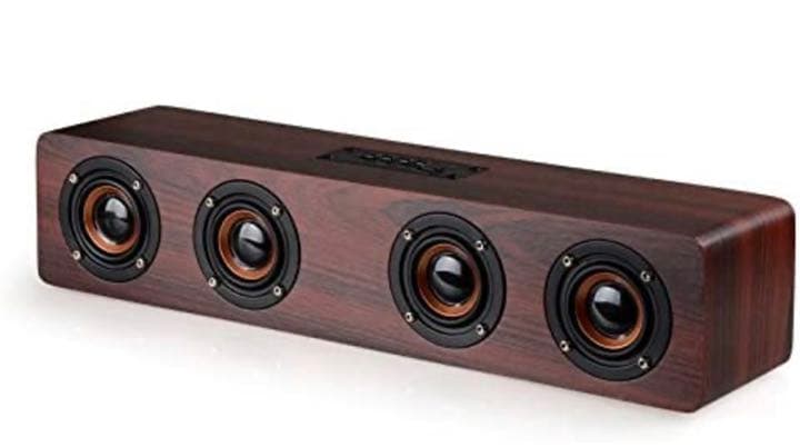 Bluetoothスピーカー PC サウンドバー 木製 マイク内蔵 ワイヤレス