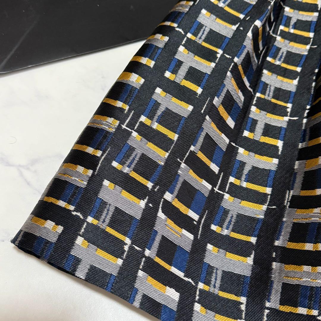 美品 ルネ ジャガード ドレス ワンピース ブロー付 フィットアンドフレア 36