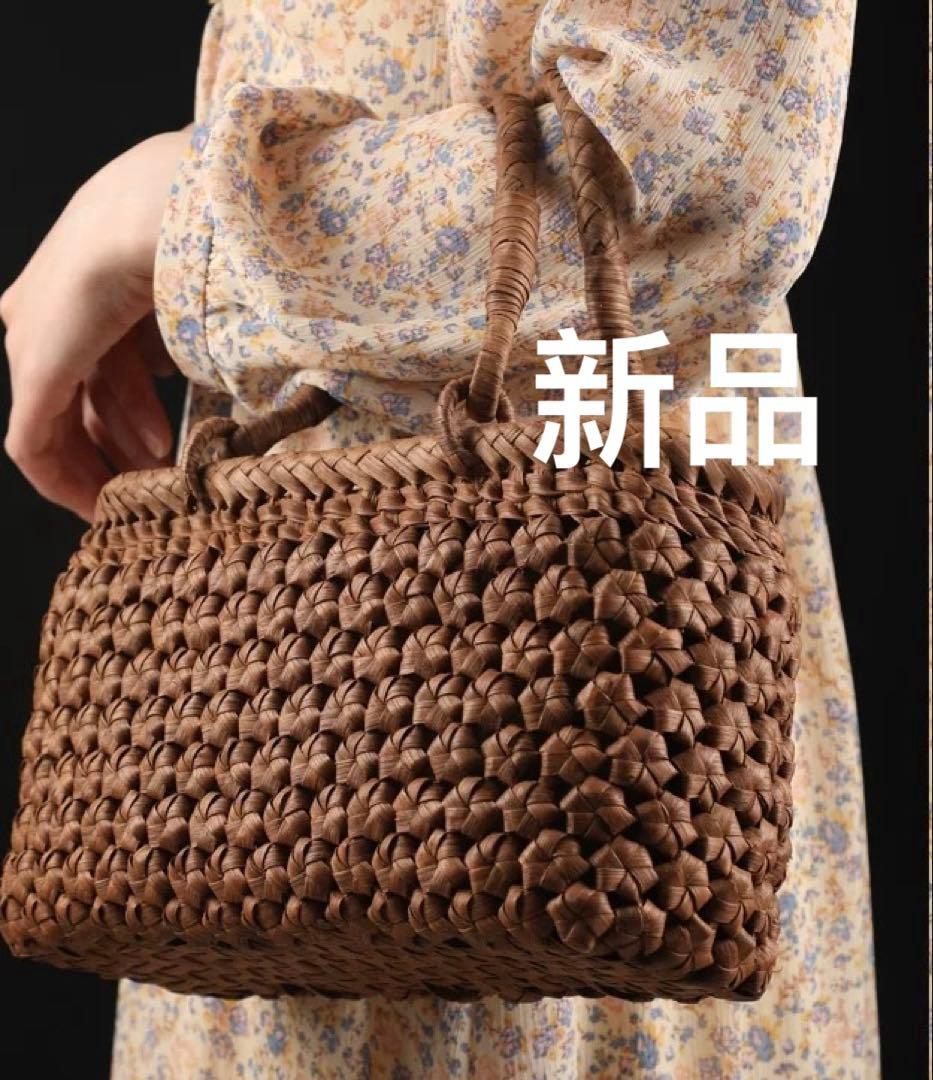 新品　山葡萄かごバッグ　ハンドバッグ　籠バッグ 保存袋付き 手作り