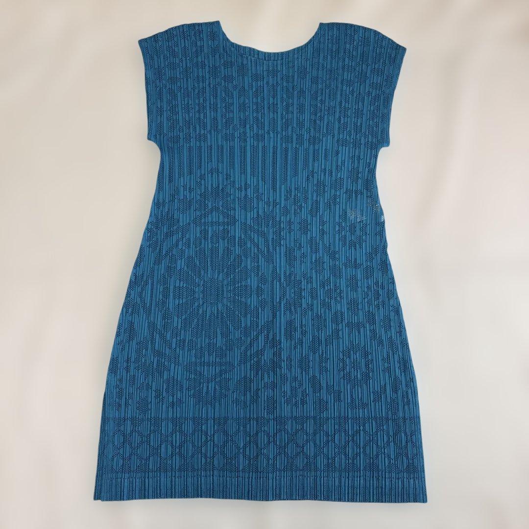 イッセイミヤケ PLEATS PLEASE プリーツプリーズ チュニック ブルー
