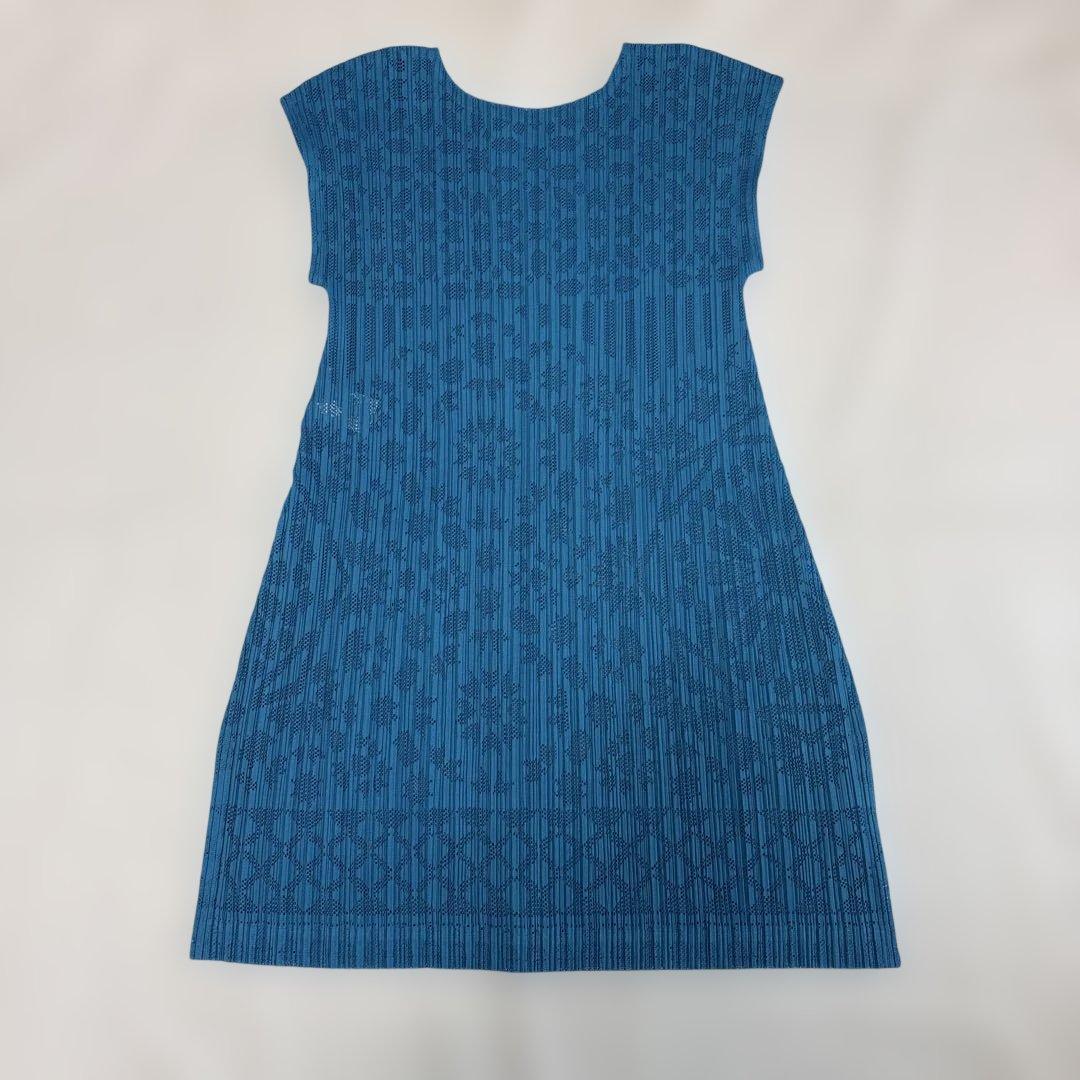 イッセイミヤケ PLEATS PLEASE プリーツプリーズ チュニック ブルー