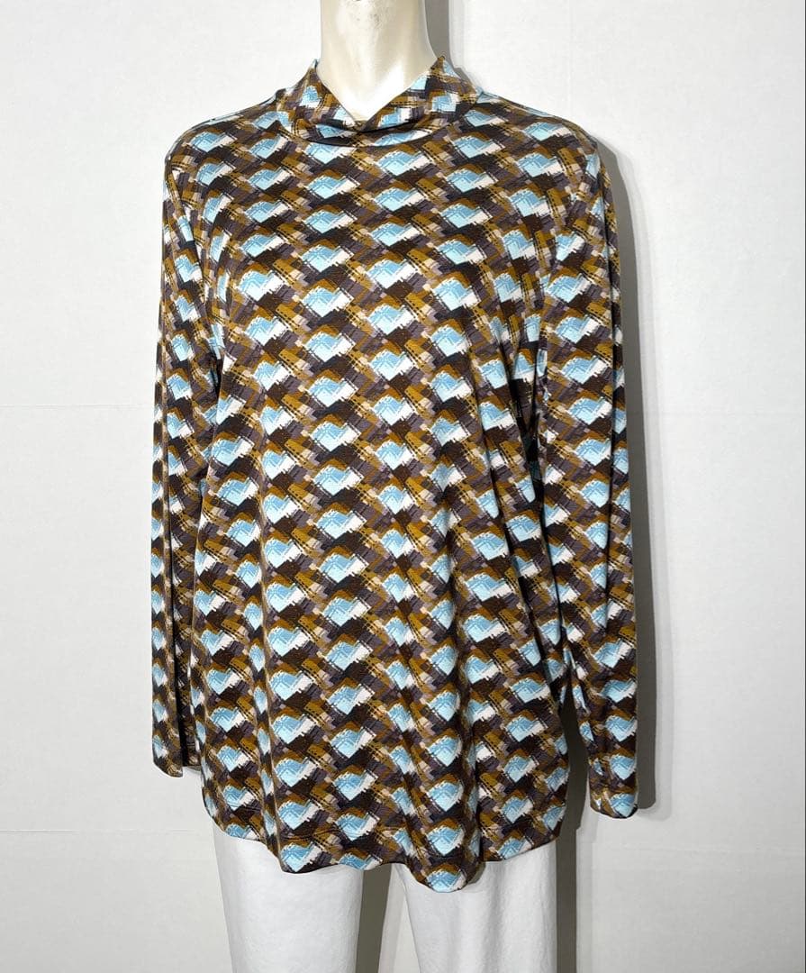 【新品】定価36,300円　レリアン　幾何学ハイネックカットソー ブルー系13＋