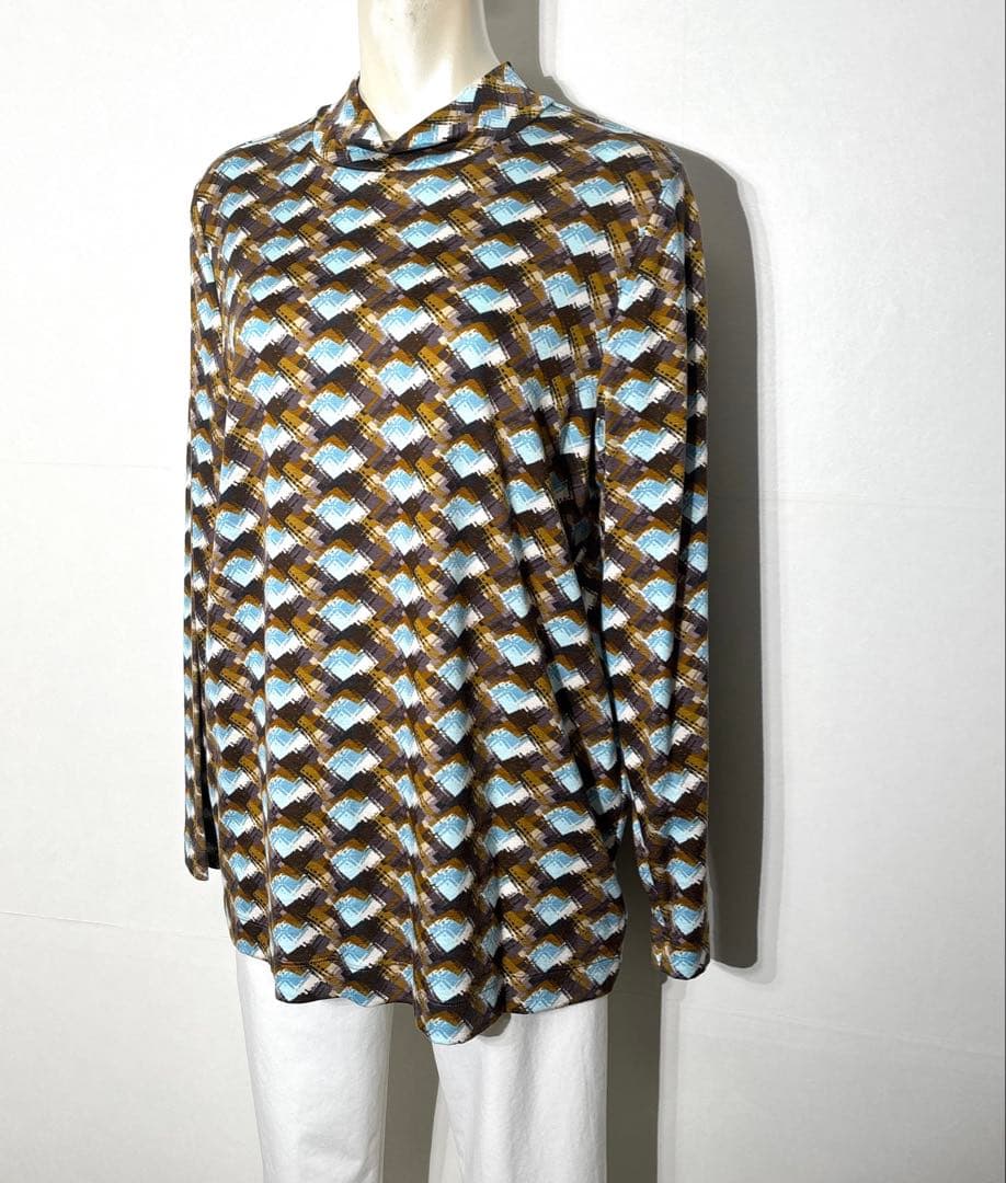 【新品】定価36,300円　レリアン　幾何学ハイネックカットソー ブルー系13＋