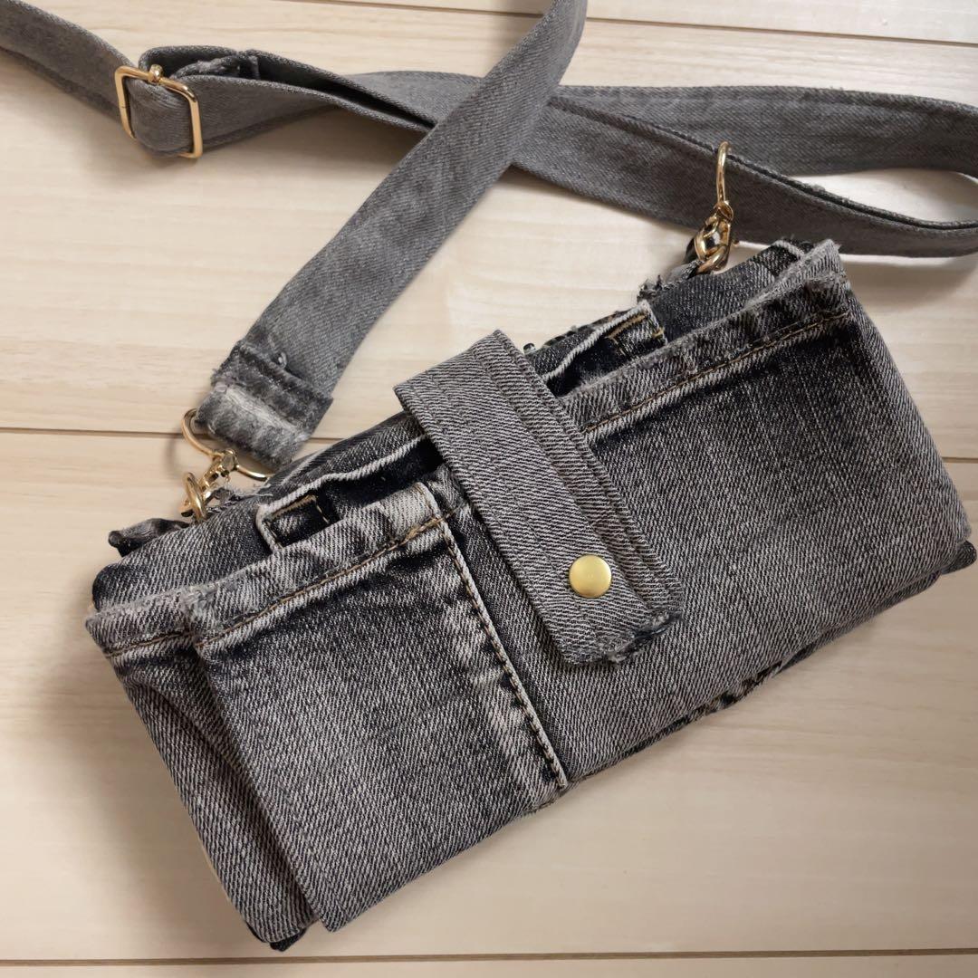 デニム リメイク フリル ウォレット ショルダー