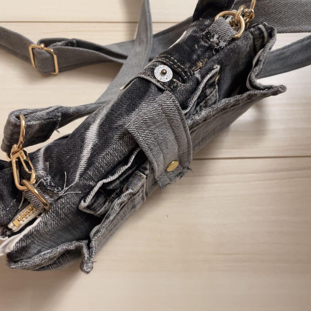 デニム リメイク フリル ウォレット ショルダー