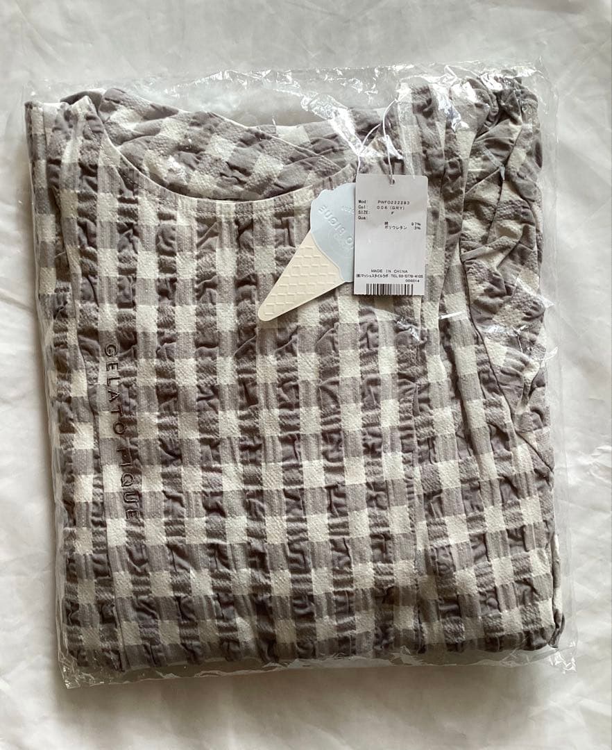 ジェラートピケ ギンガムチェックドレス　ワンピース　マタニティー　グレー