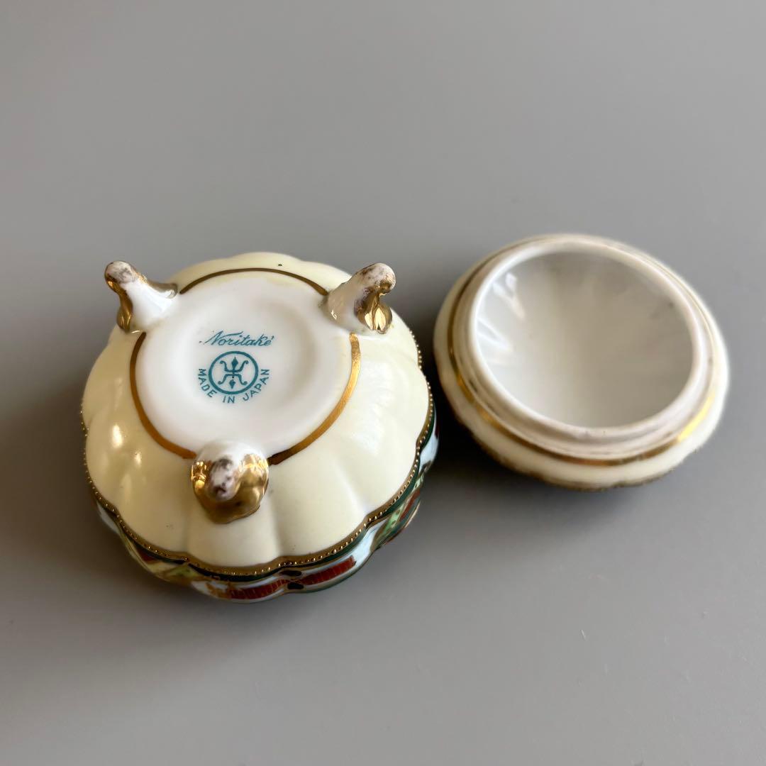 アンティーク　オールドノリタケ　マルキ印　金彩三つ脚蓋物　ボンボニエール⚫︎稀少品