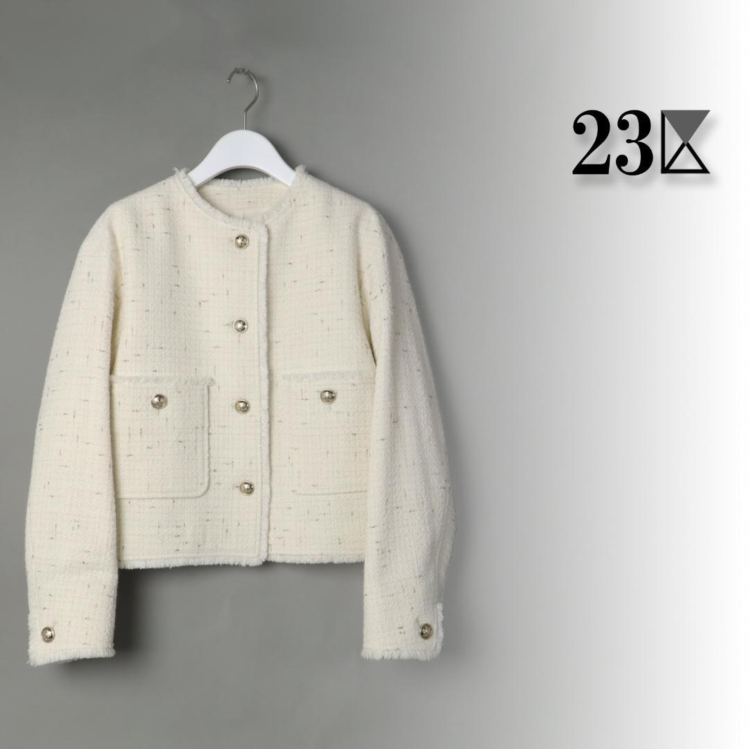 302新品 23区 GIOLICA ボタンツイードジャケット滝沢眞規子さん着38