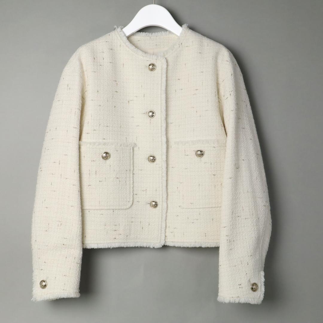 302新品 23区 GIOLICA ボタンツイードジャケット滝沢眞規子さん着38