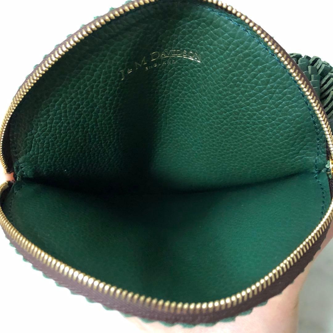 【未使用】J&M Davidson レザーサークルパース　ポーチ　ポンポン