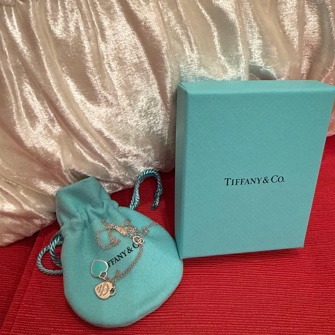 Tiffany & Co. ブルー ダブル ハート ペンダント シルバーミニ