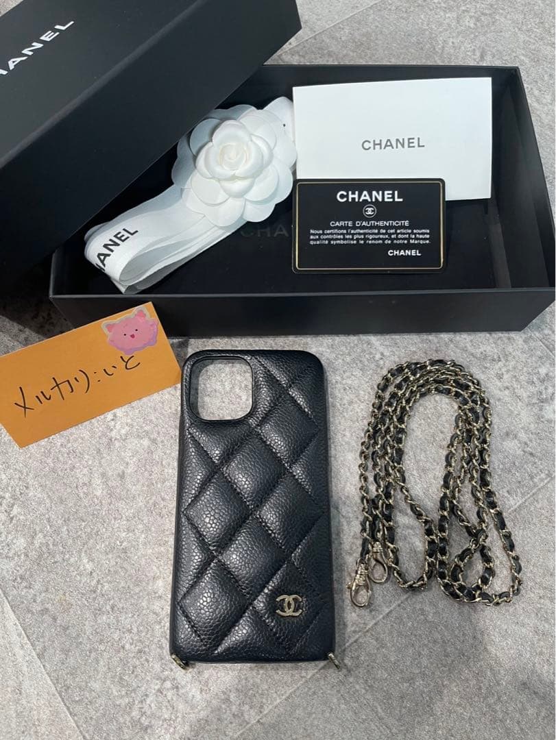 シャネル iPhone 12 ケース ブラック 確実正規品