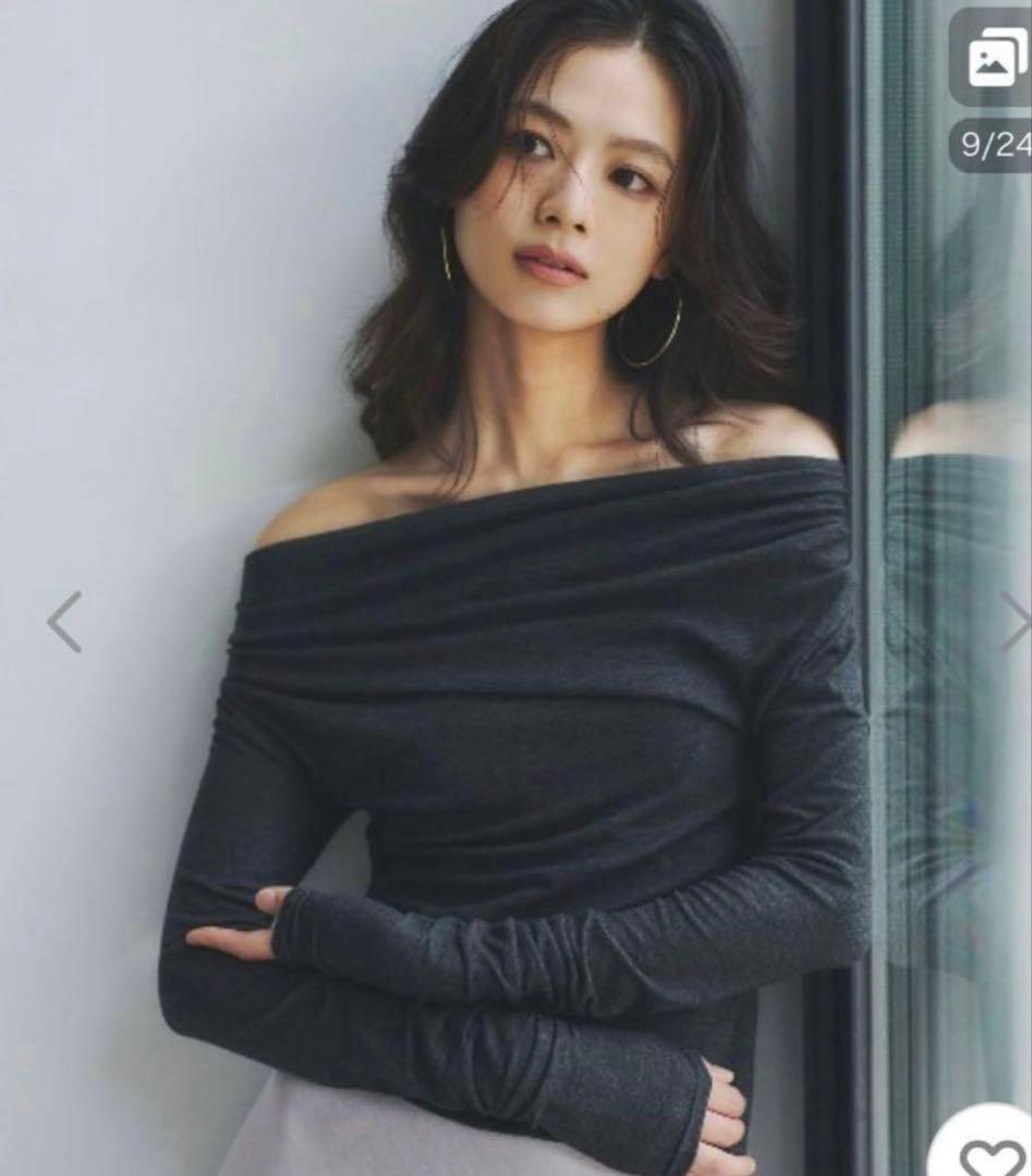 【ánuans】ギャザードレープカットトップス CHARCOAL GREY