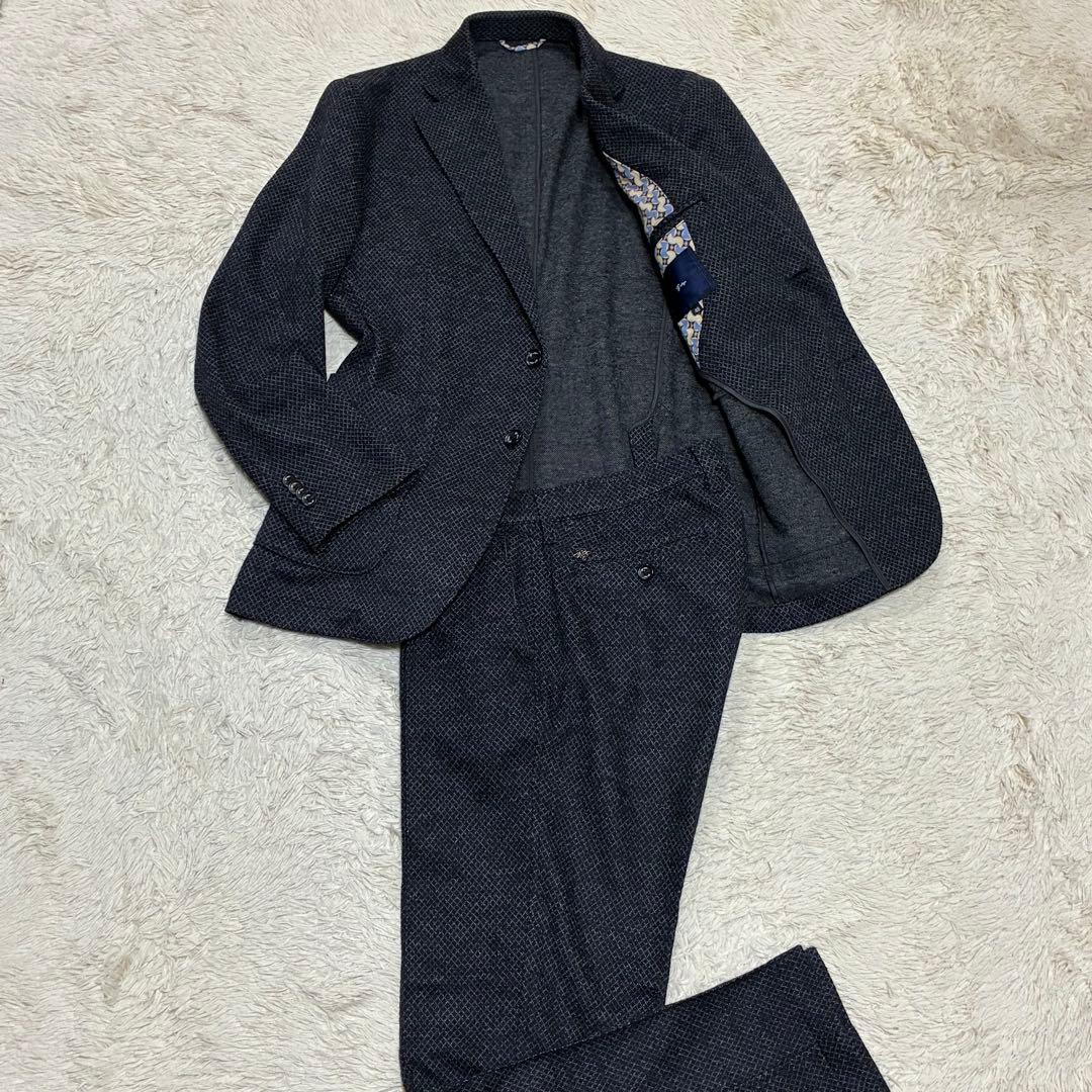 G-Stage 【秋冬】 紺 格子柄 トラベル アンコン ジャケット パンツ