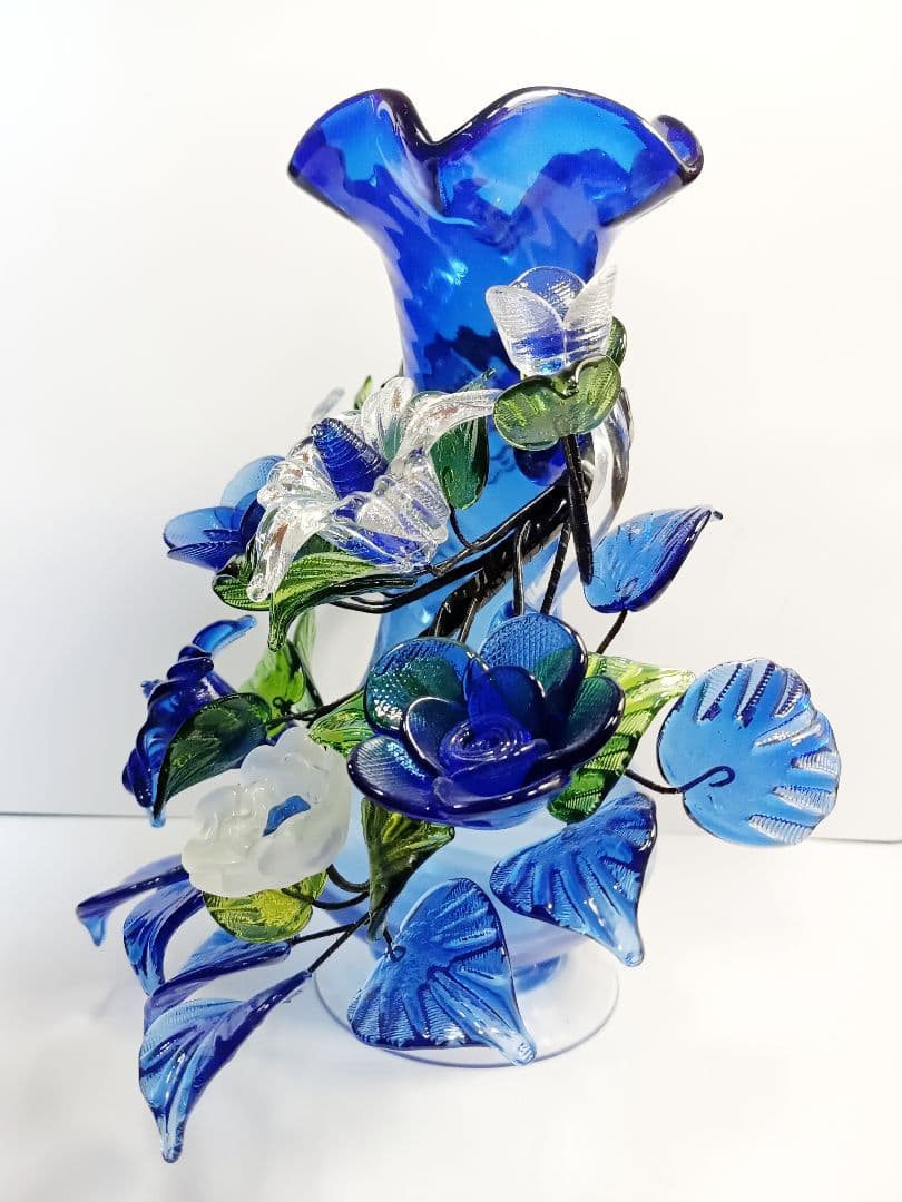 【美品】琉球ガラス 花瓶 ガラスオブジェ ガラス工芸30cm