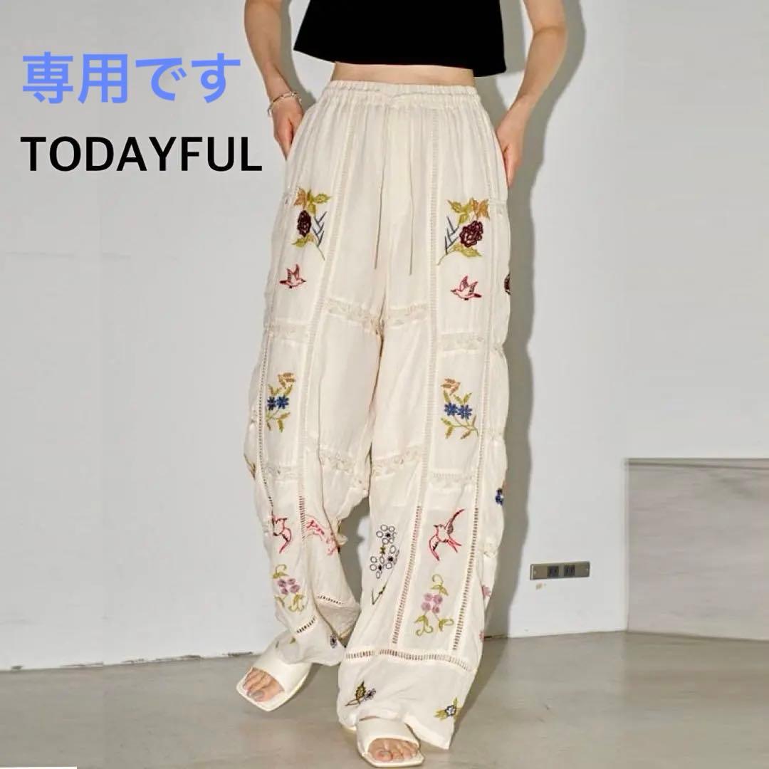 ［専用］エンブロイダリーパッチワークトラウザーズ 刺繍 36 TODAYFUL