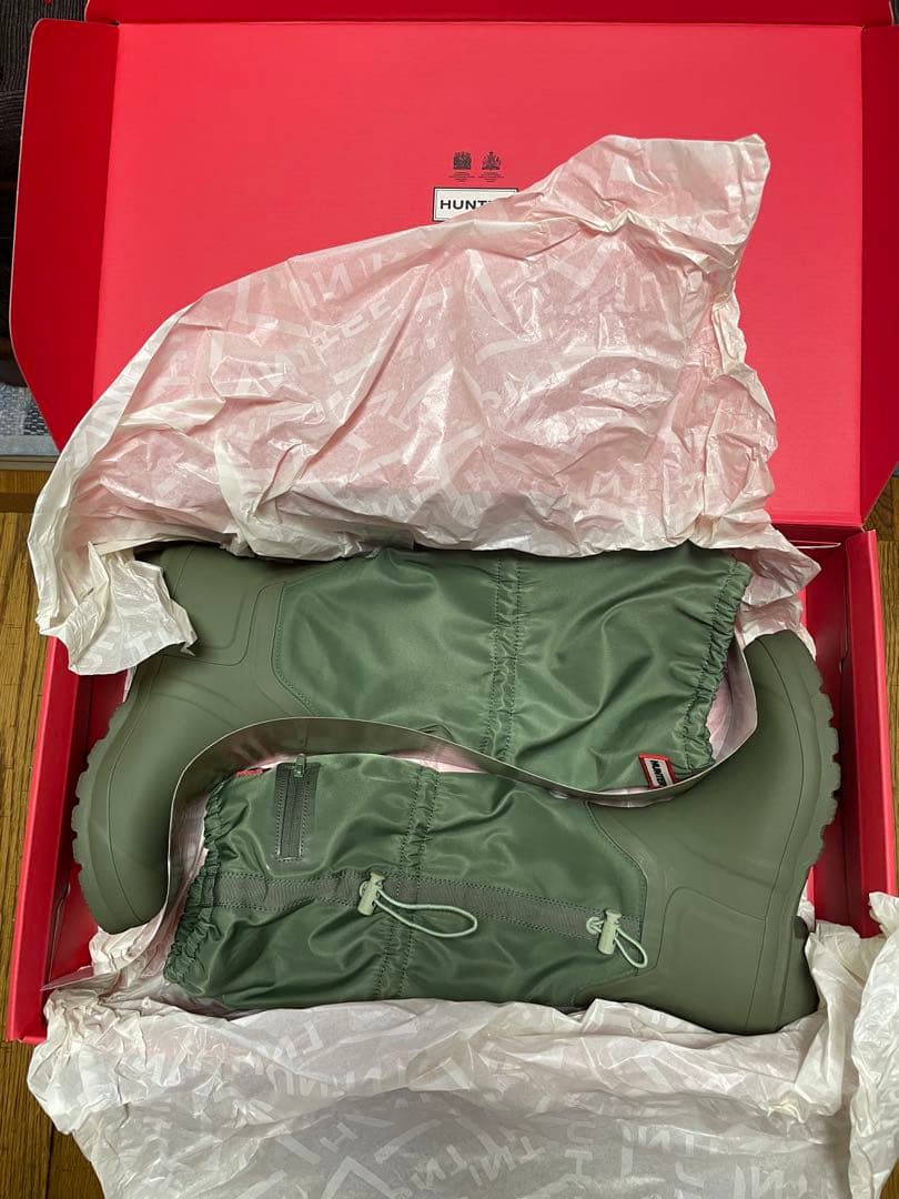 HUNTER レインブーツ　カーキ 長靴 箱付き