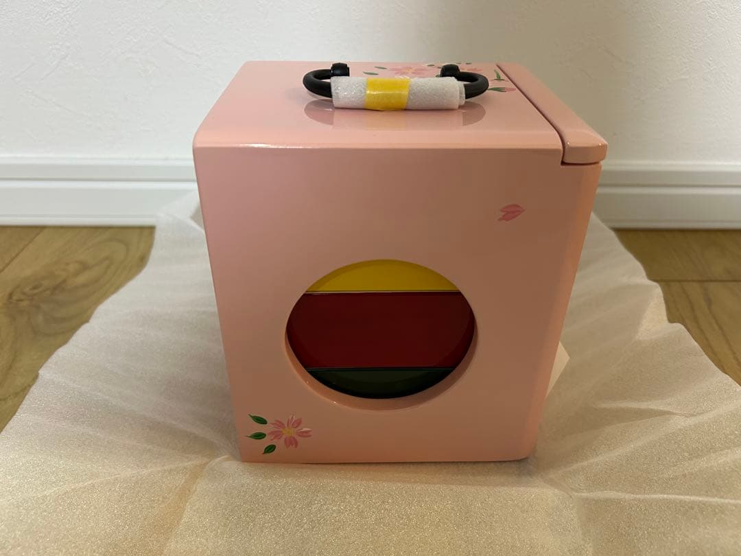 山口木工　遊山箱　お弁当箱　徳島　桜柄ピンク鏡面仕上げ