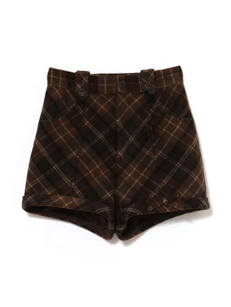 パンツ ANDMARY Ribbon check mini pants brown M