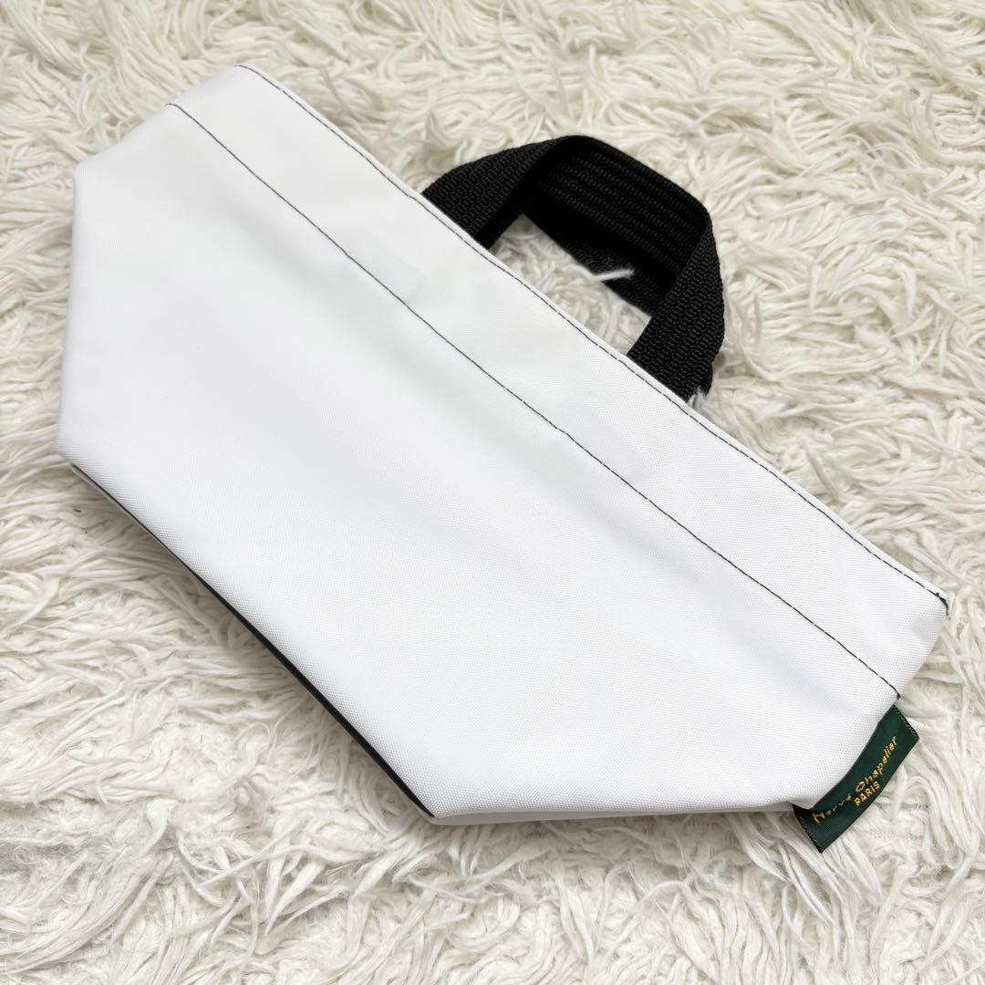 未使用級　エルベシャプリエ　舟形トートバッグ　Sサイズ　ホワイト×ブラック