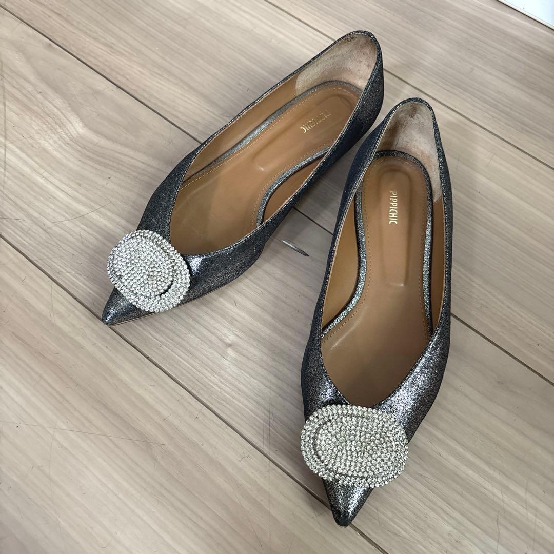 ピッピシック　ビジューパンプス　フラットシューズ　37