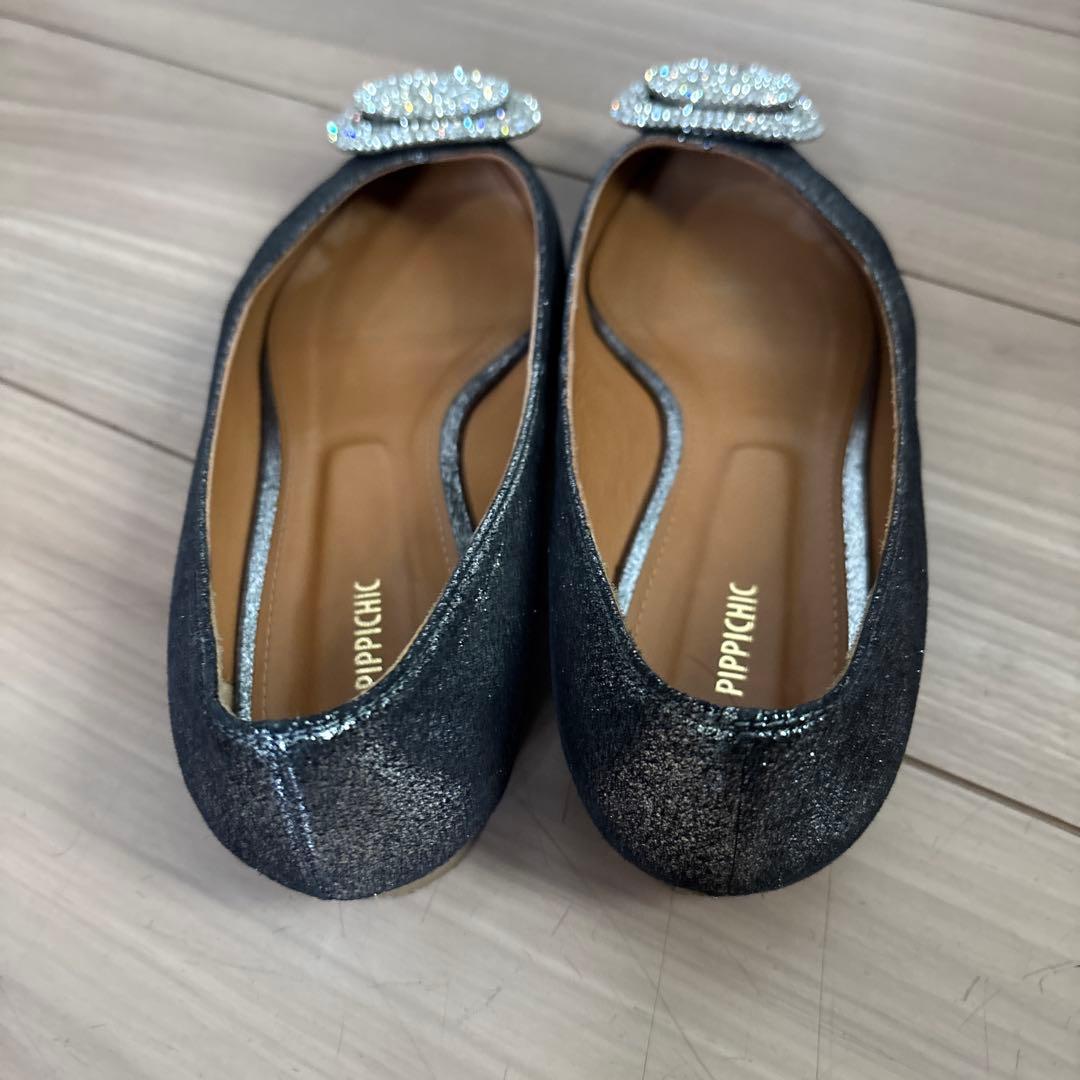 ピッピシック　ビジューパンプス　フラットシューズ　37
