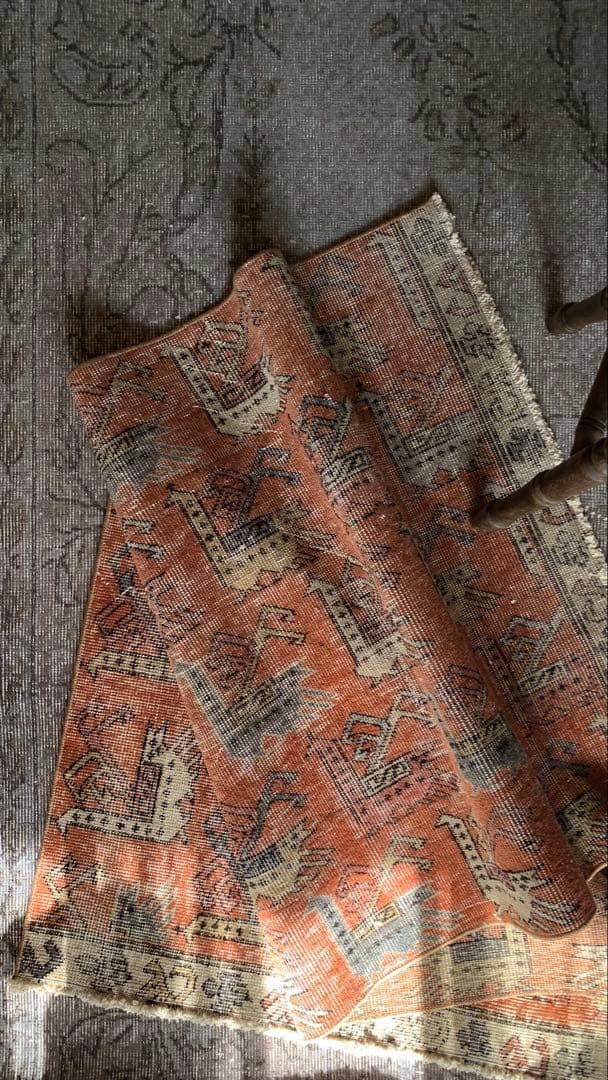 85.5×152 \"孔雀の行進\" ViNTAGE TURKiSHRUG