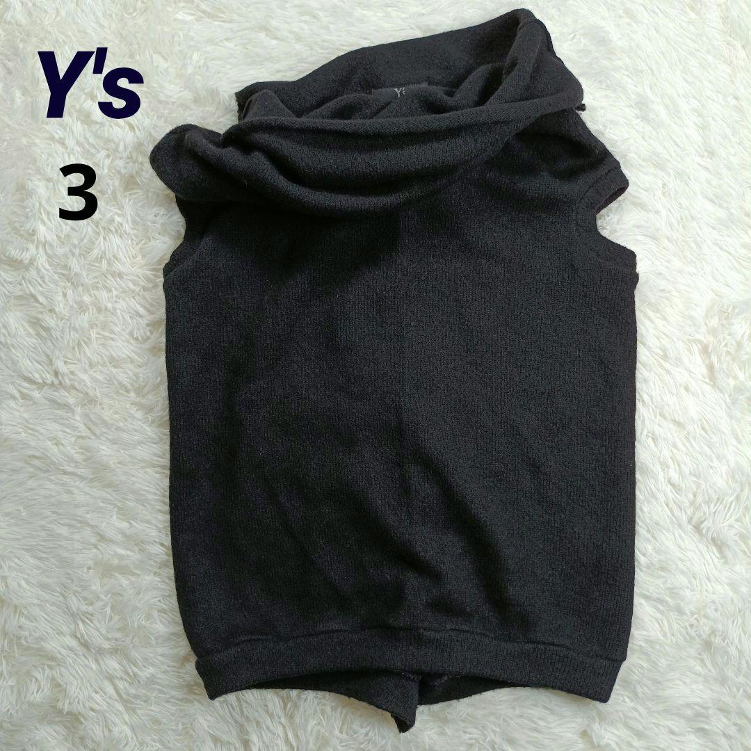Y's　変形デザインニットベスト 　ヨージヤマモト　3　ブラック