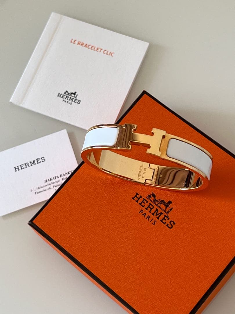 HERMES エルメス クリックH PMバングル ホワイト・ゴールド
