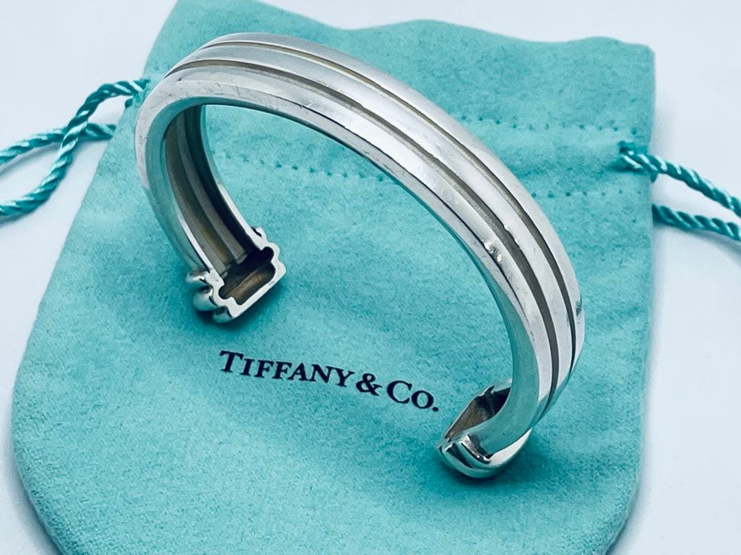 h587 希少　ヴィンテージ　ティファニー　1995 グルーブド　バングル925