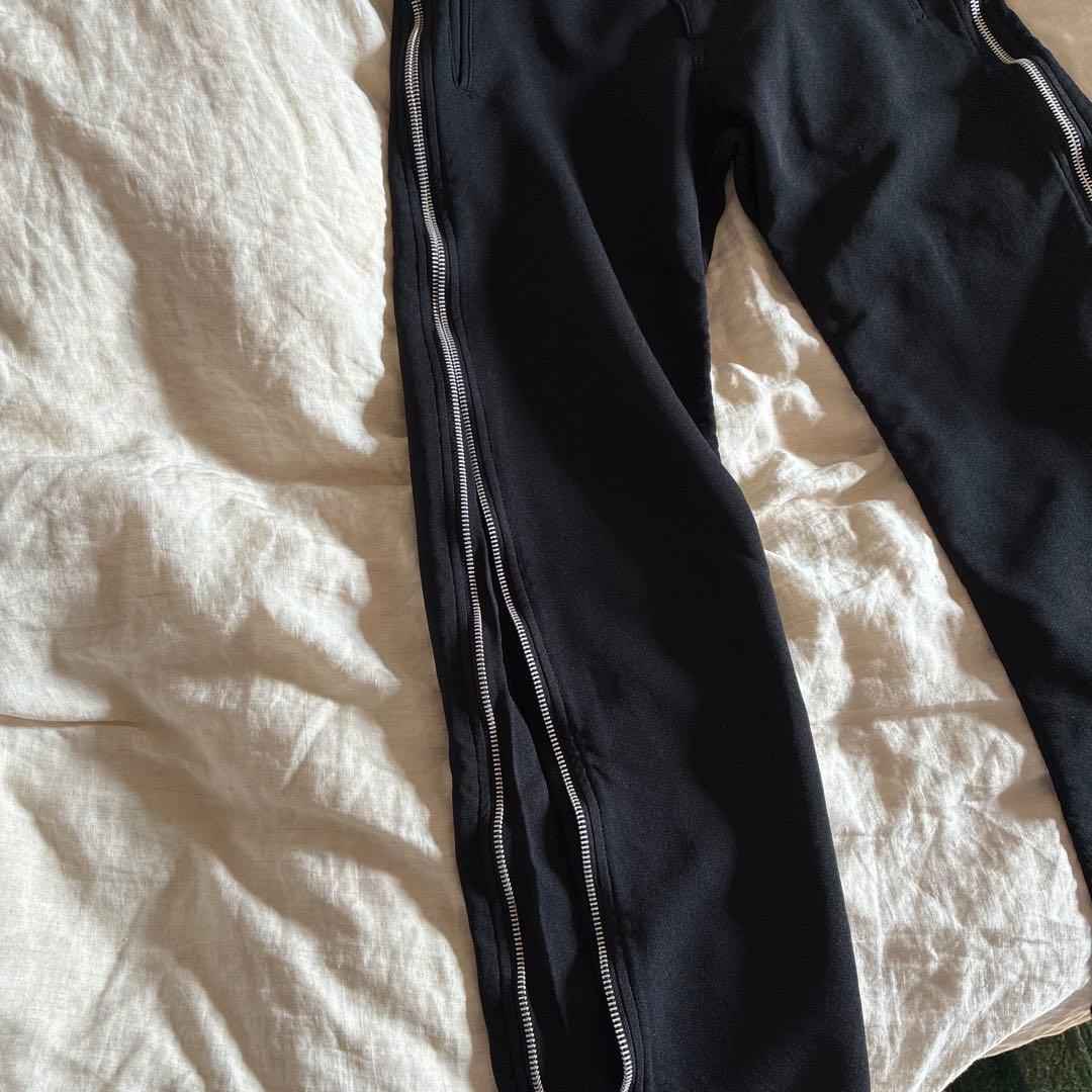 ブラックコムデギャルソン　ポリ縮ジップパンツ