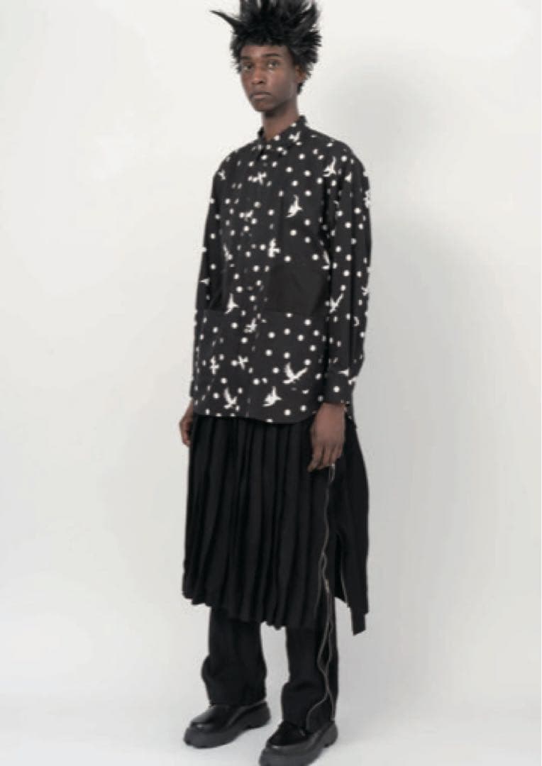 ブラックコムデギャルソン　ポリ縮ジップパンツ