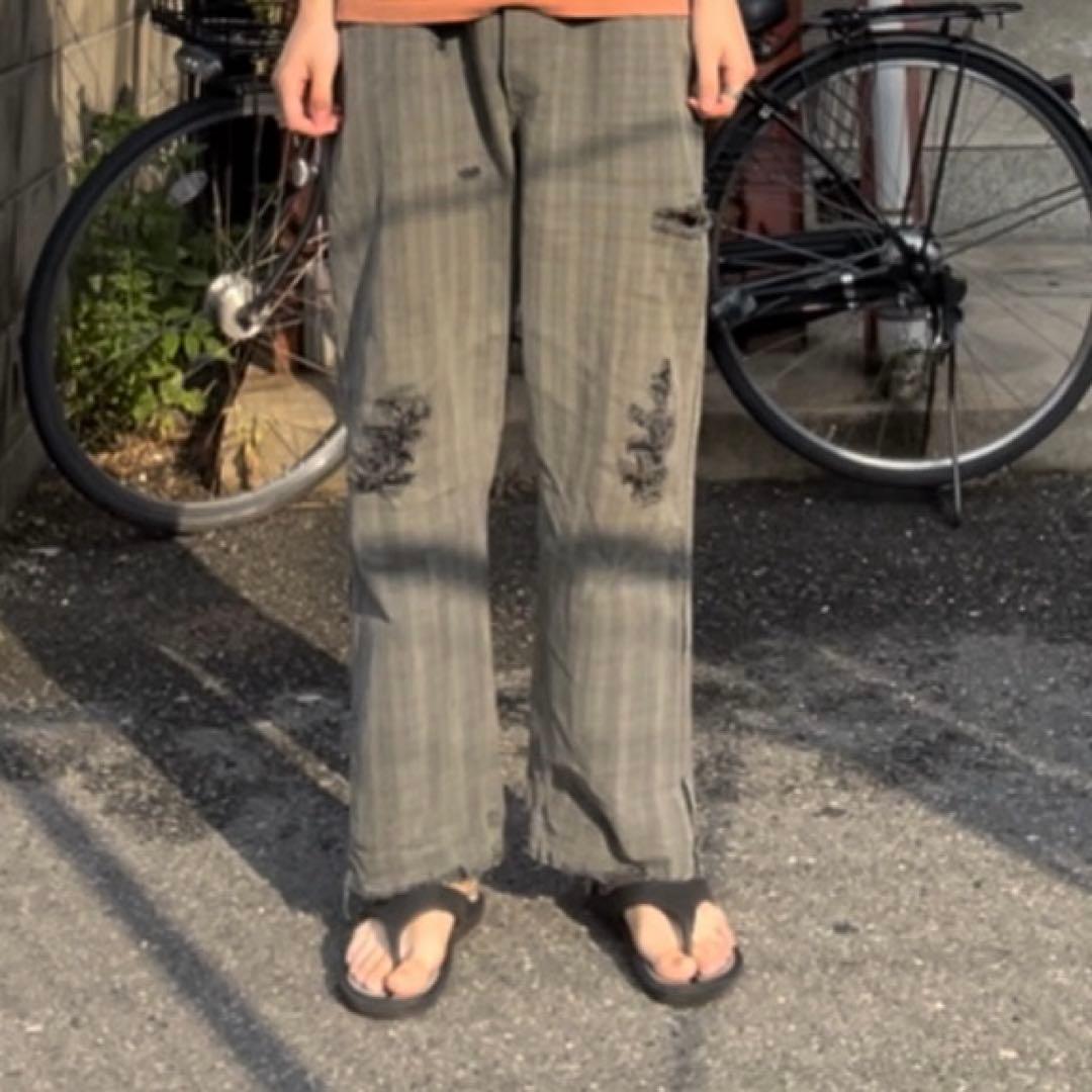40s襤褸　フレンチヴィンテージ チェックパンツ
