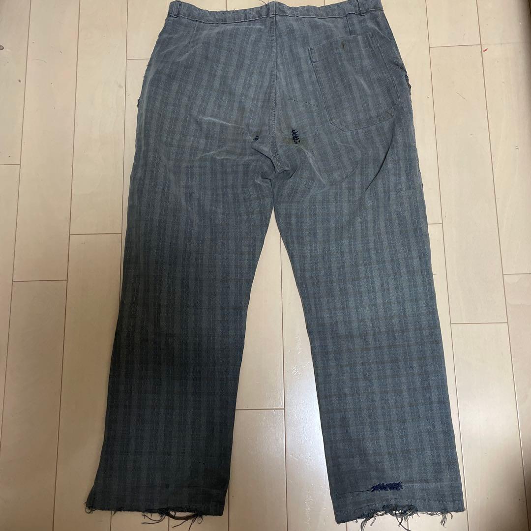 40s襤褸　フレンチヴィンテージ チェックパンツ