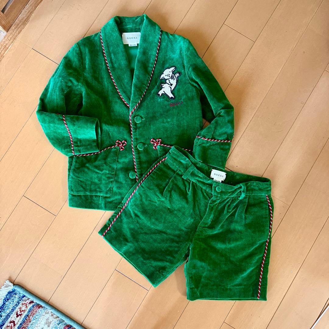 グッチ キッズ GUCCI　ベロアジャケット＆ショートパンツ　セットア