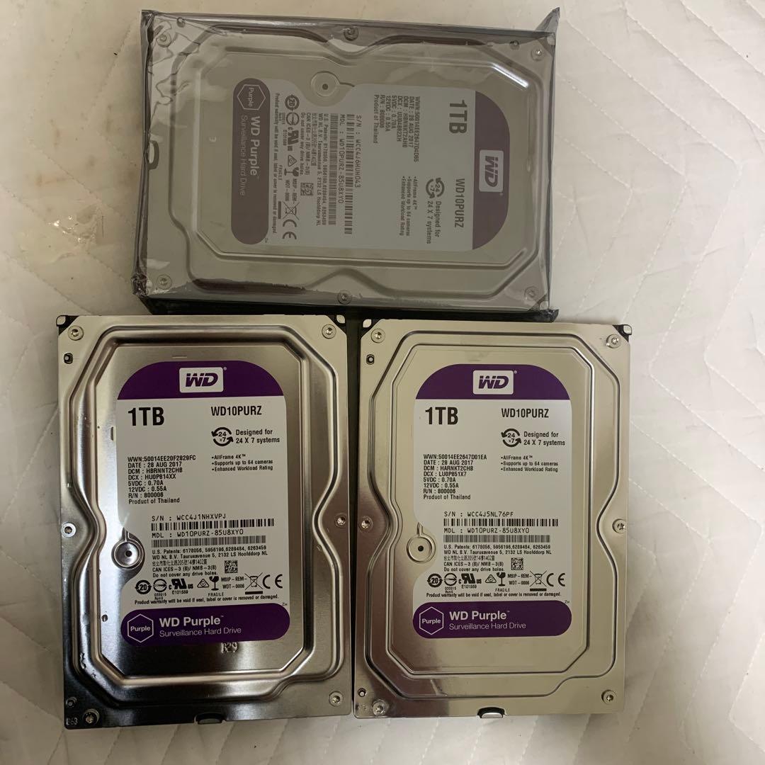 WD Purple 1TB HDD 3台セット
