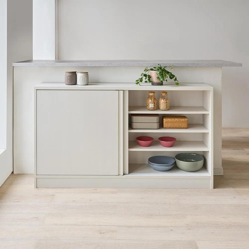 【美品送料込】<最終値引き> 引き戸カウンター下収納 幅140cm 食器棚