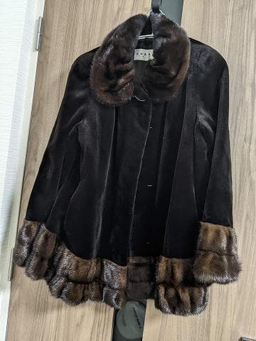 A730 GRES　サガミンク　フリル　シェアードミンク　フレアー　コート