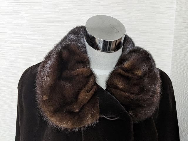 A730 GRES　サガミンク　フリル　シェアードミンク　フレアー　コート