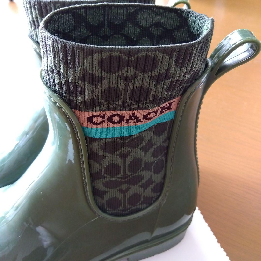 COACH コーチ　レインブーツ カーキ色