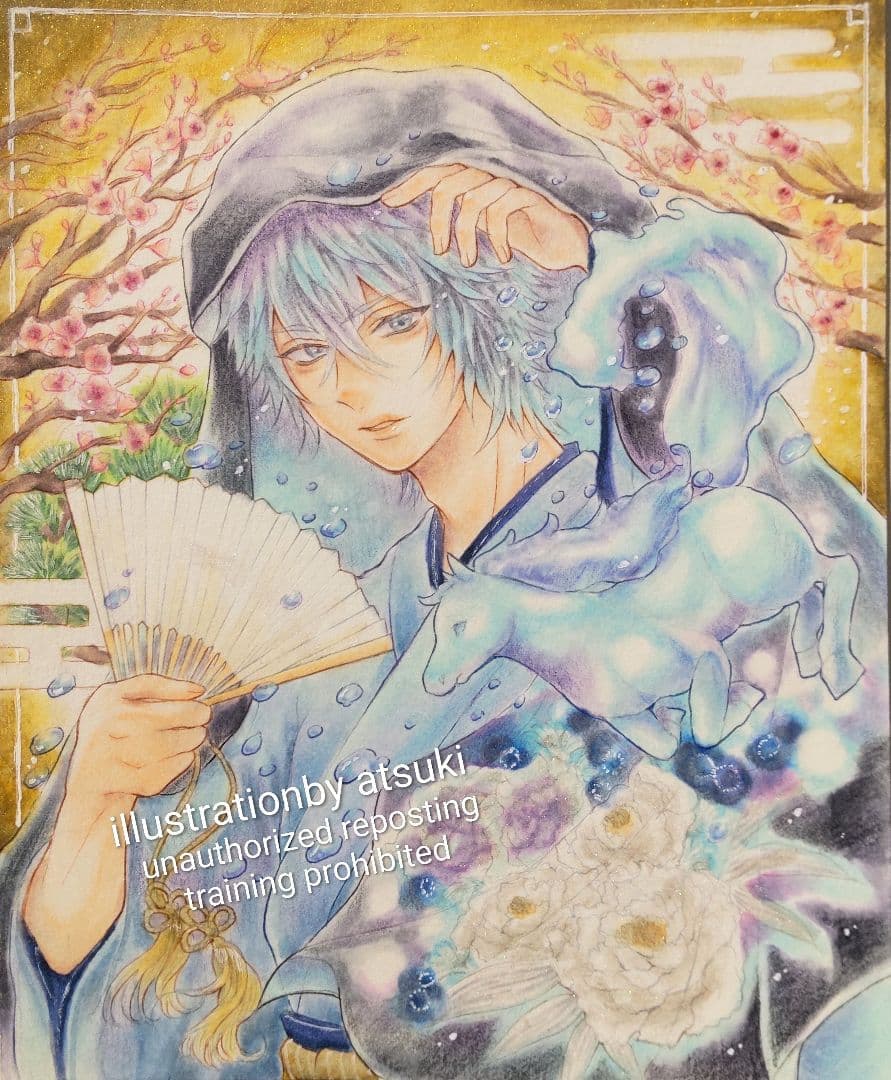 正月 馬 イラスト 手描き オリジナル 創作 原画