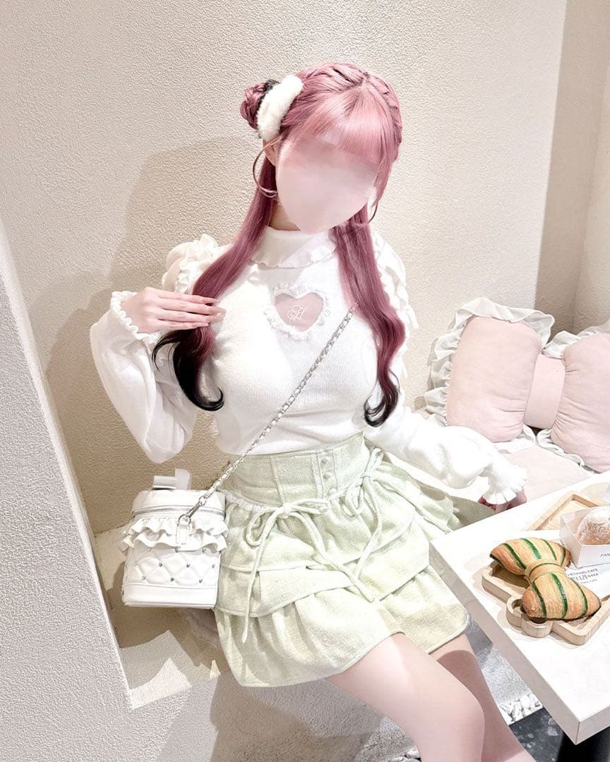 R*読様 【ノベルティ付き】ハニーミュウ ツイードティアードフリルスカート