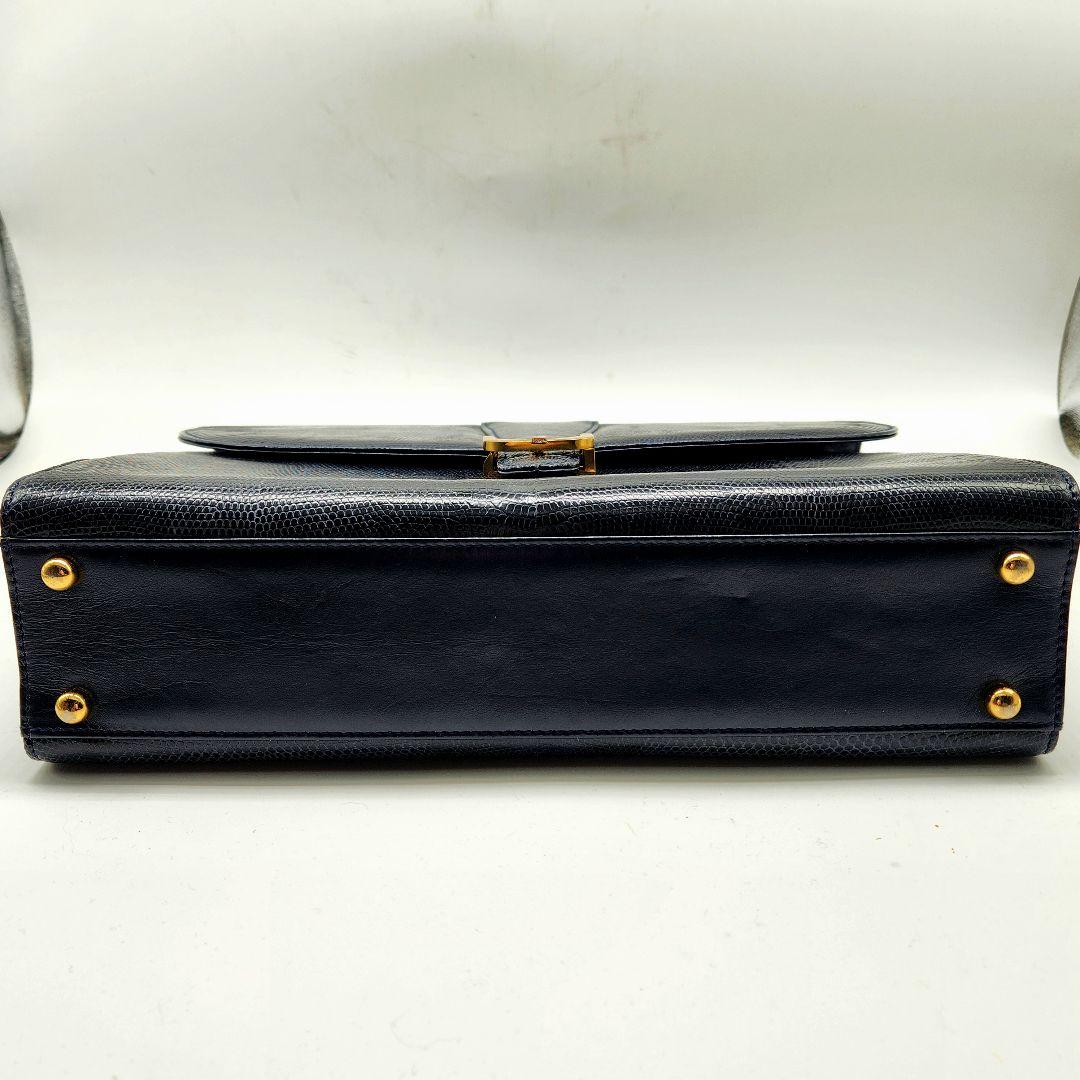 FURDI ITALY リザードレザー ハンドバッグ ネイビー フォーマル