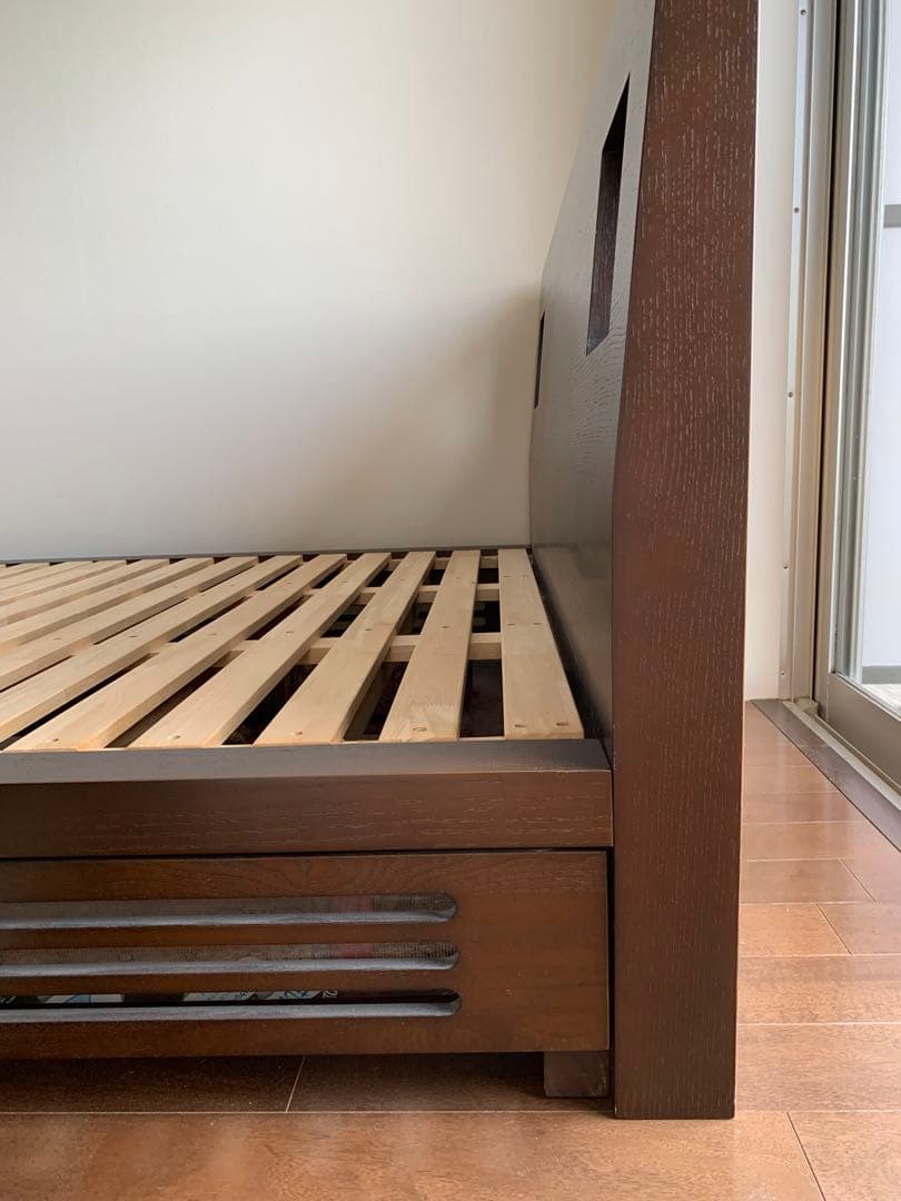 【タルンちゃん専用】 a.flat アジアン家具 ダブルベッド（木製／ブラウン）