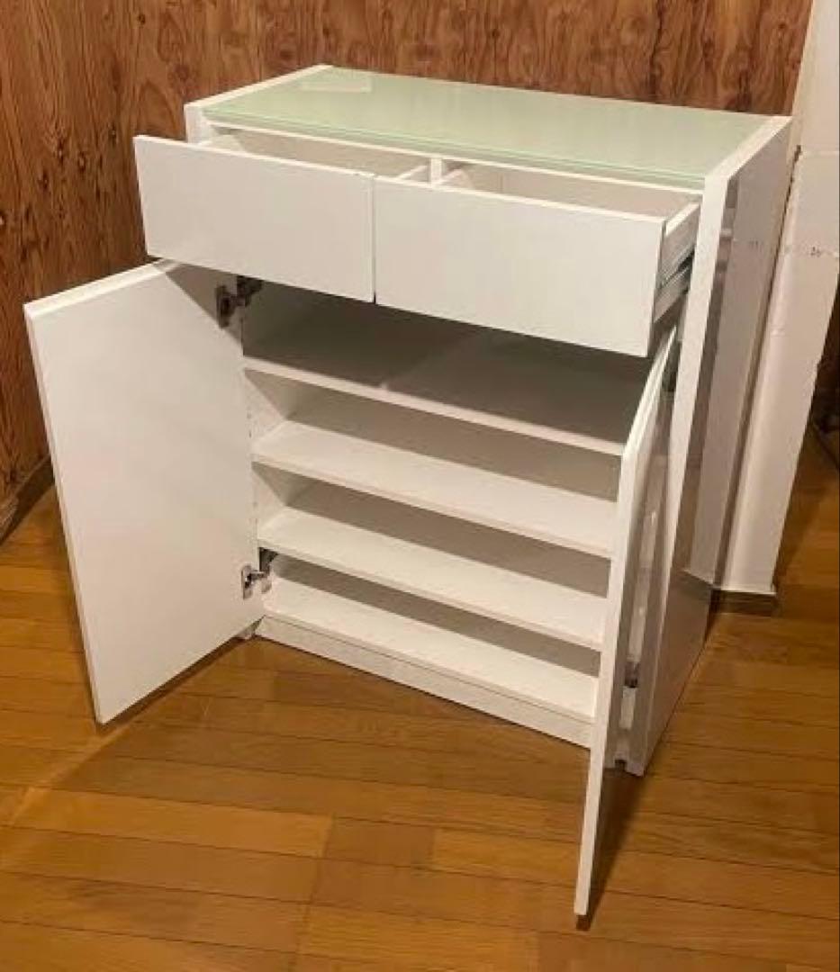 強化ガラス天板 食器棚 レンジ台 ボード 村内家具 幅74cm 送料込