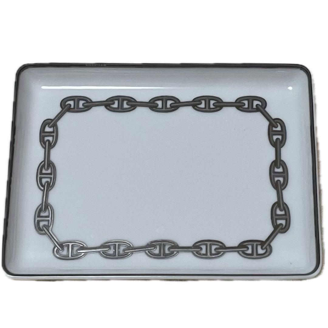 HERMES チェーン模様のホワイトプレート 飾り皿