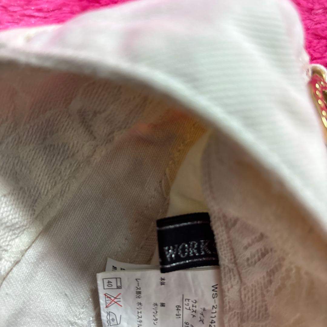 Y2K 平成ギャル系ホワイトデニムショートパンツサイドリング付き