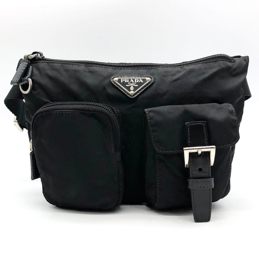 プラダ ウエストバッグ 三角ロゴプレート ベルト ナイロン レザー BM0010